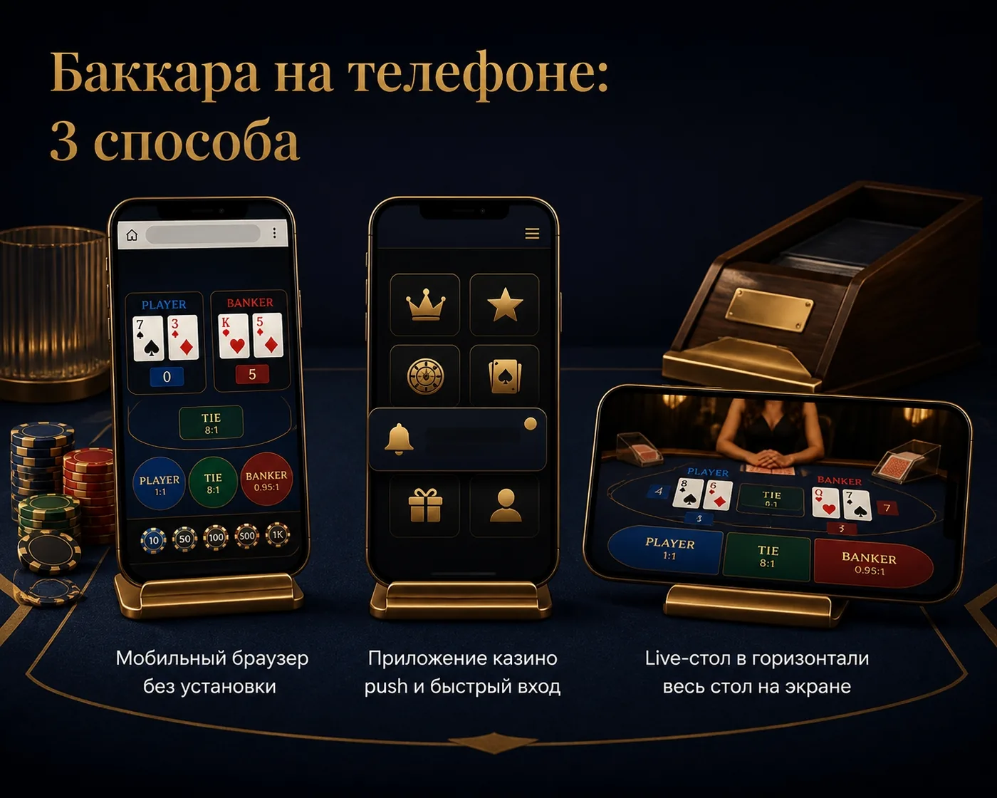 Три способа играть в баккара с телефона